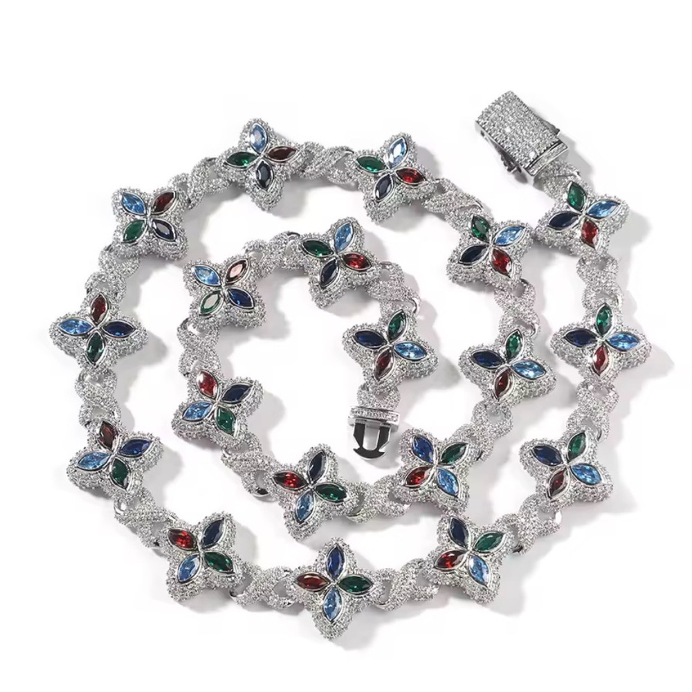 Multi Coloured Clover Chain Necklace 20inch
